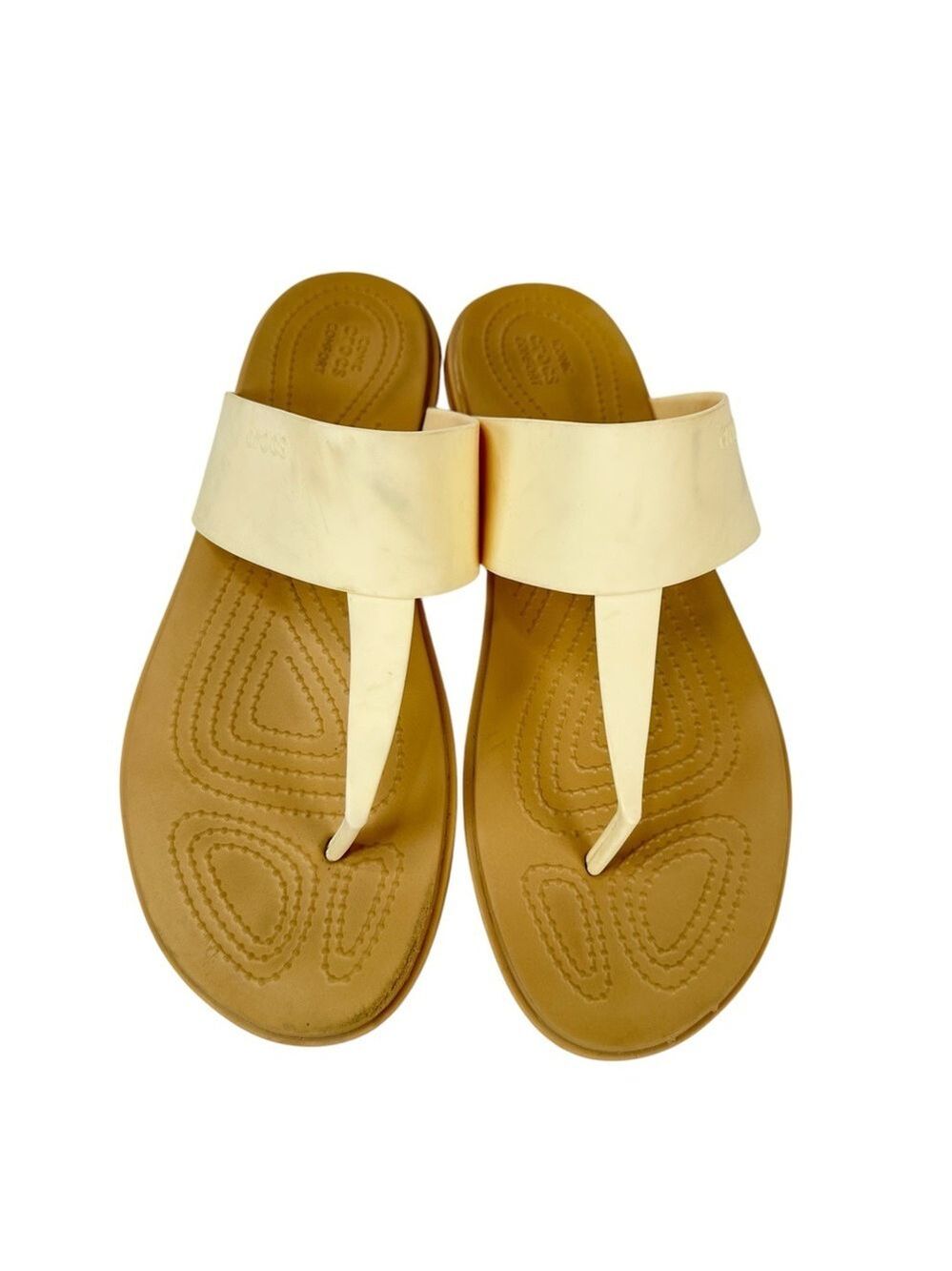 Crocs Tulum Cream Flip Flops Thong Sandals Comfort Summer Size 11